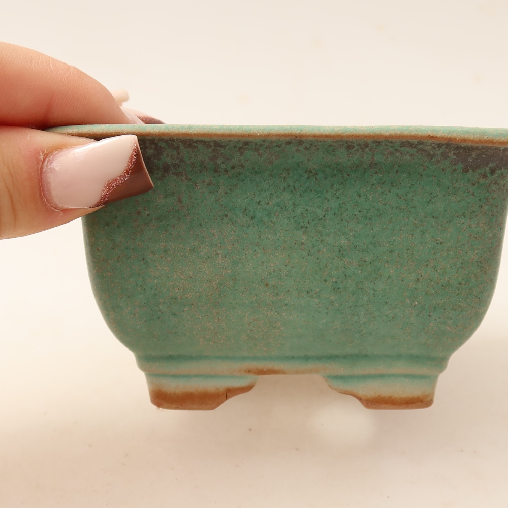 Keramik-Bonsai-Schale 9,5 x 9,5 x 5,5 cm, Farbe: grün