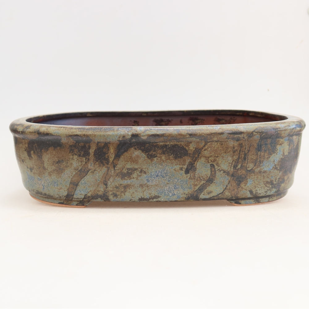 Keramik-Bonsai-Schale 31,5 x 24 x 8 cm, Farbe: braun-blau