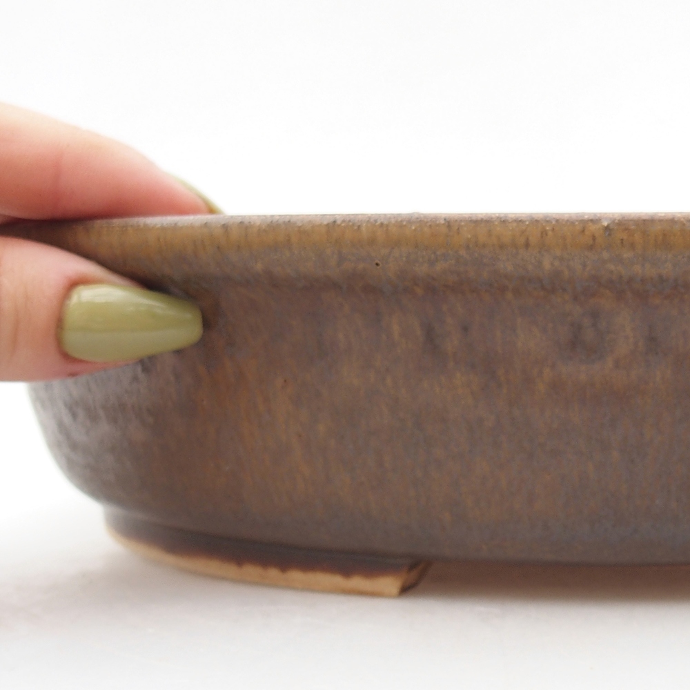 Keramik-Bonsaischale 25,5 x 28,5 x 5,5  cm, Farbe braun