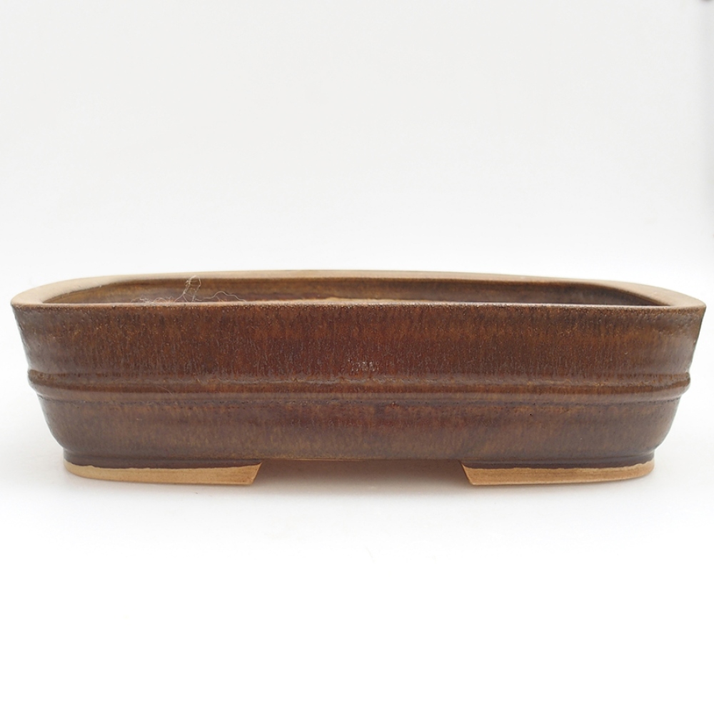 Keramik-Bonsaischale 29,5 x 25 x 7 cm, Farbe Braun