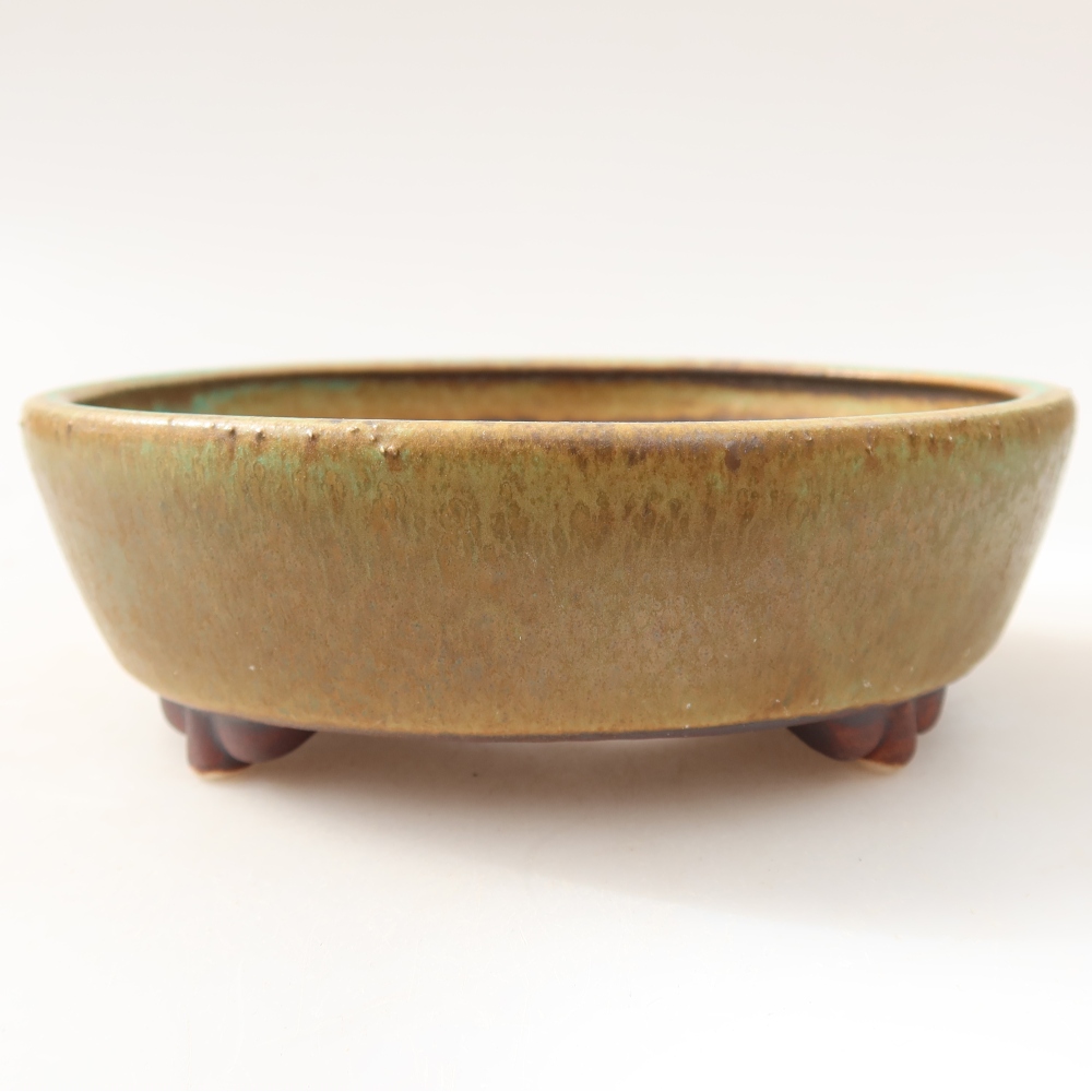 Keramik-Bonsai-Schale, 12 x 10,5 x 4 cm, Farbe: grün