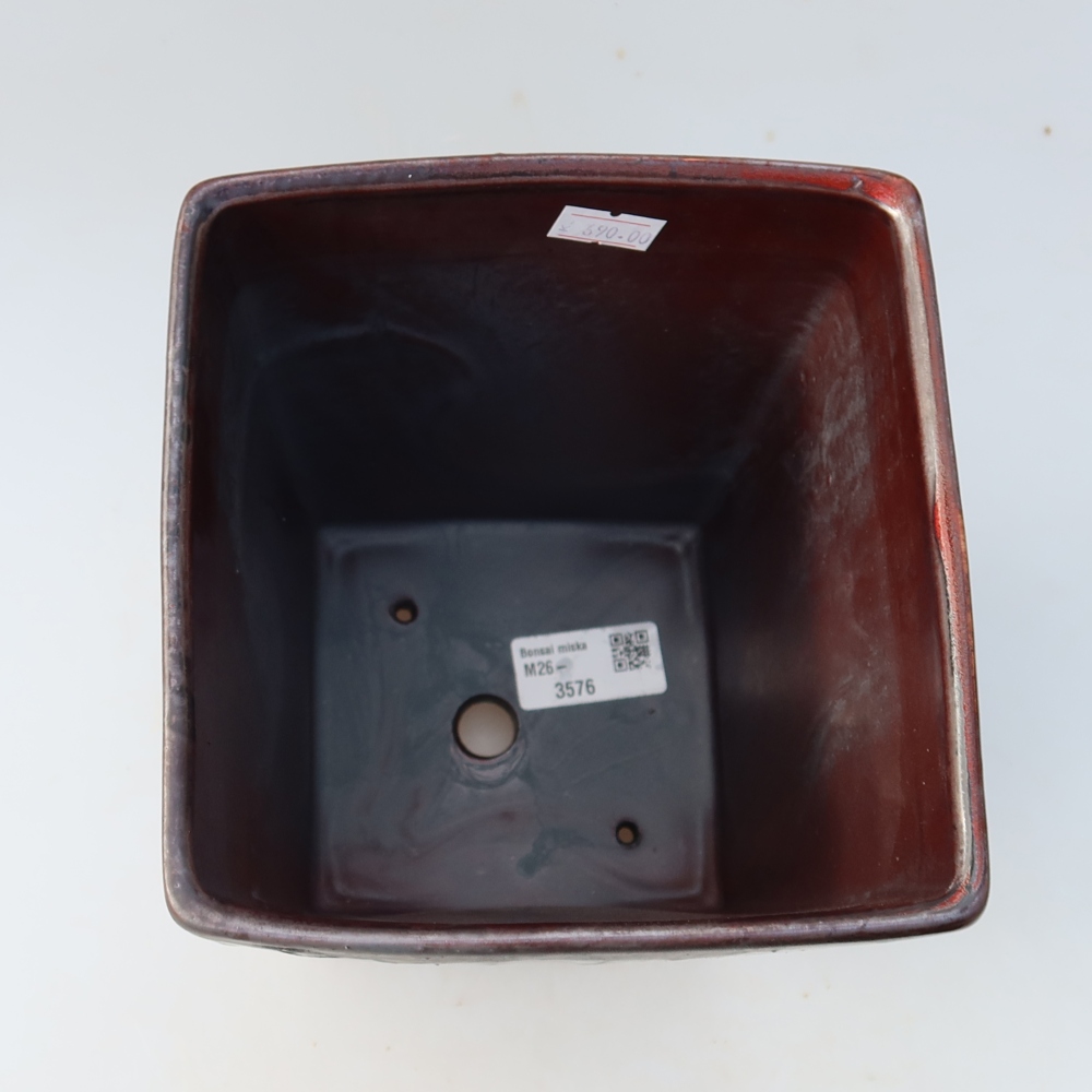 Bonsaischale aus Keramik 15 x 15 x 19,5 cm, metallfarben