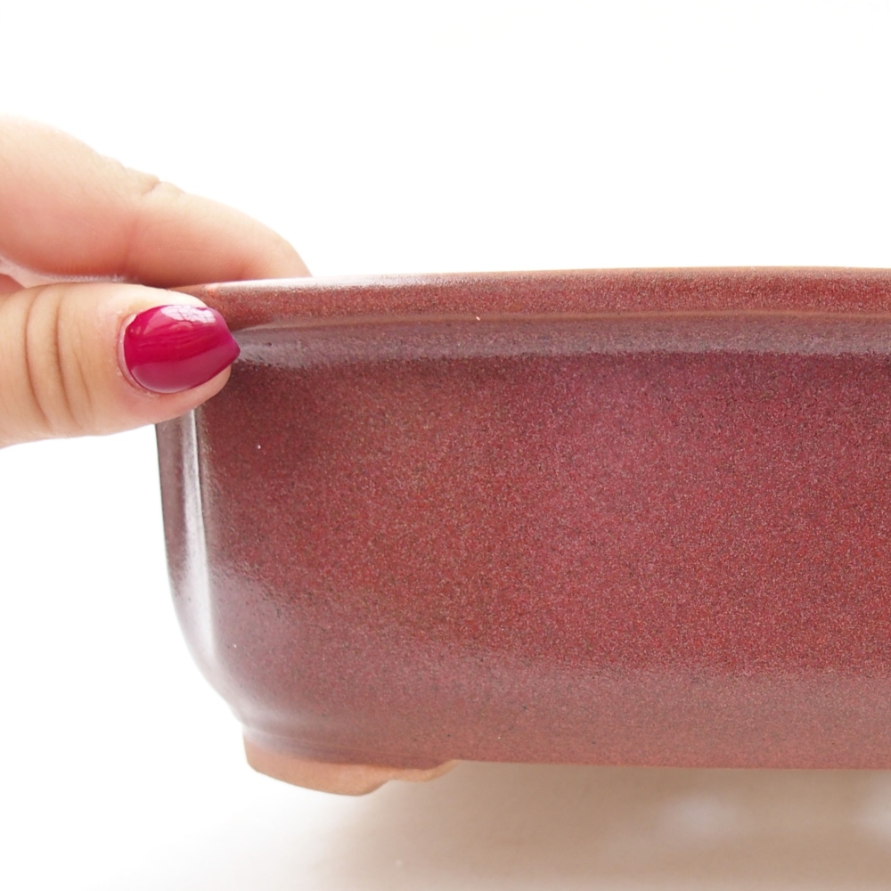 Keramik-Bonsaischale 24,5 x 21 x 7 cm, Farbe burgunder