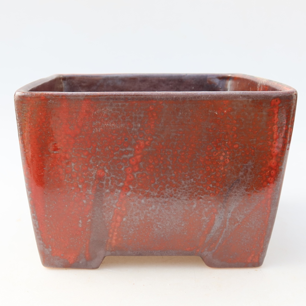 Keramik-Bonsai-Schale 15,5 x 15,5 x 11 cm, Farbe: rot