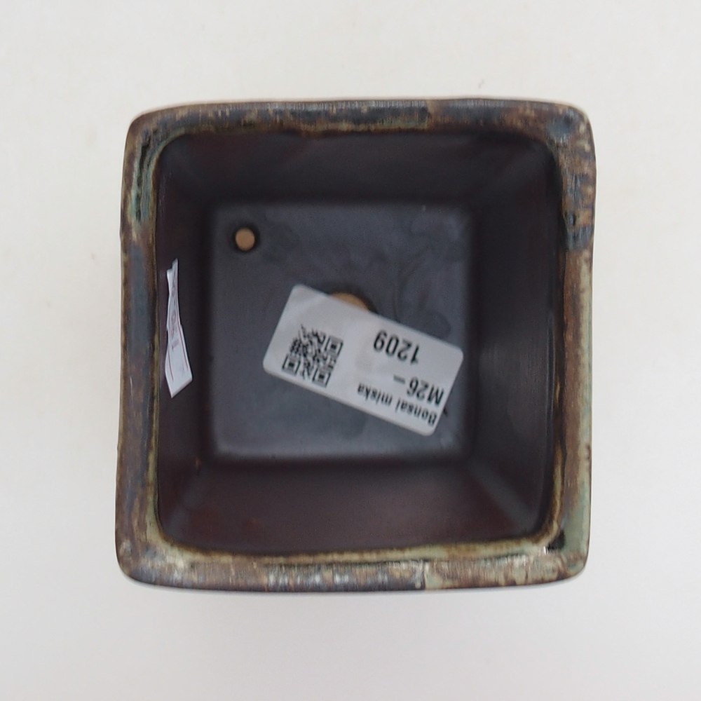 Bonsaischale aus Keramik 7 x 7 x 9,5 cm, Farbe blau-braun