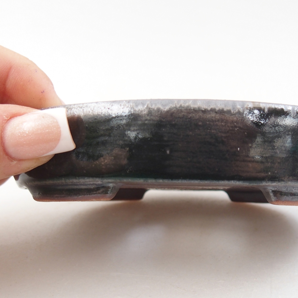 Bonsaischale aus Keramik 12 x 9,5 x 2,5 cm, schwarz