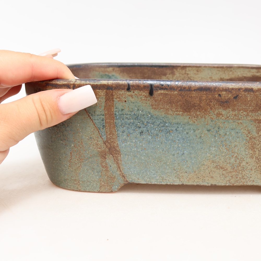 Keramik-Bonsai-Schale 23 x 17,5 x 7,5 cm, Farbe: blau-braun