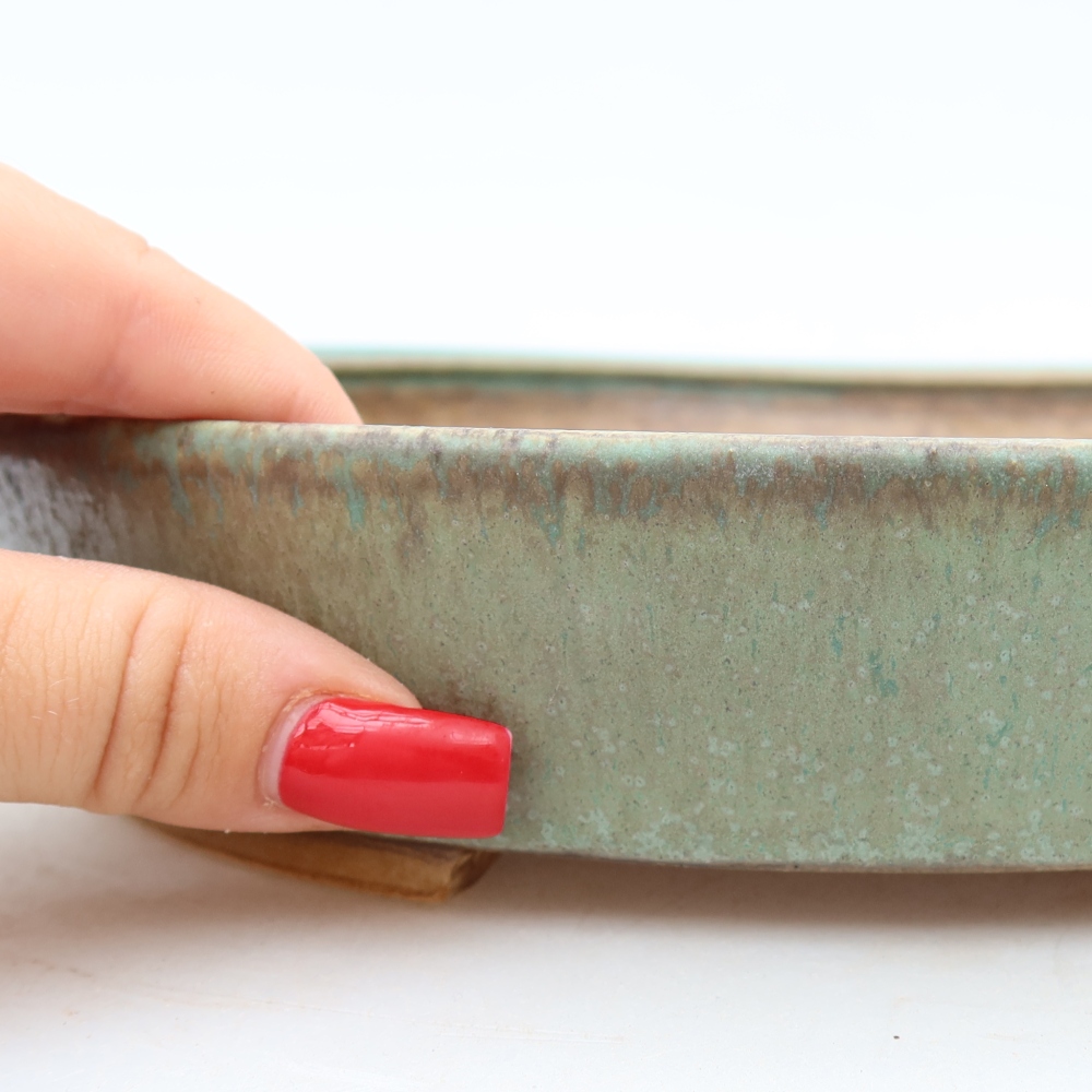 Bonsaischale aus Keramik 21 x 19 x 4,5 cm, grün