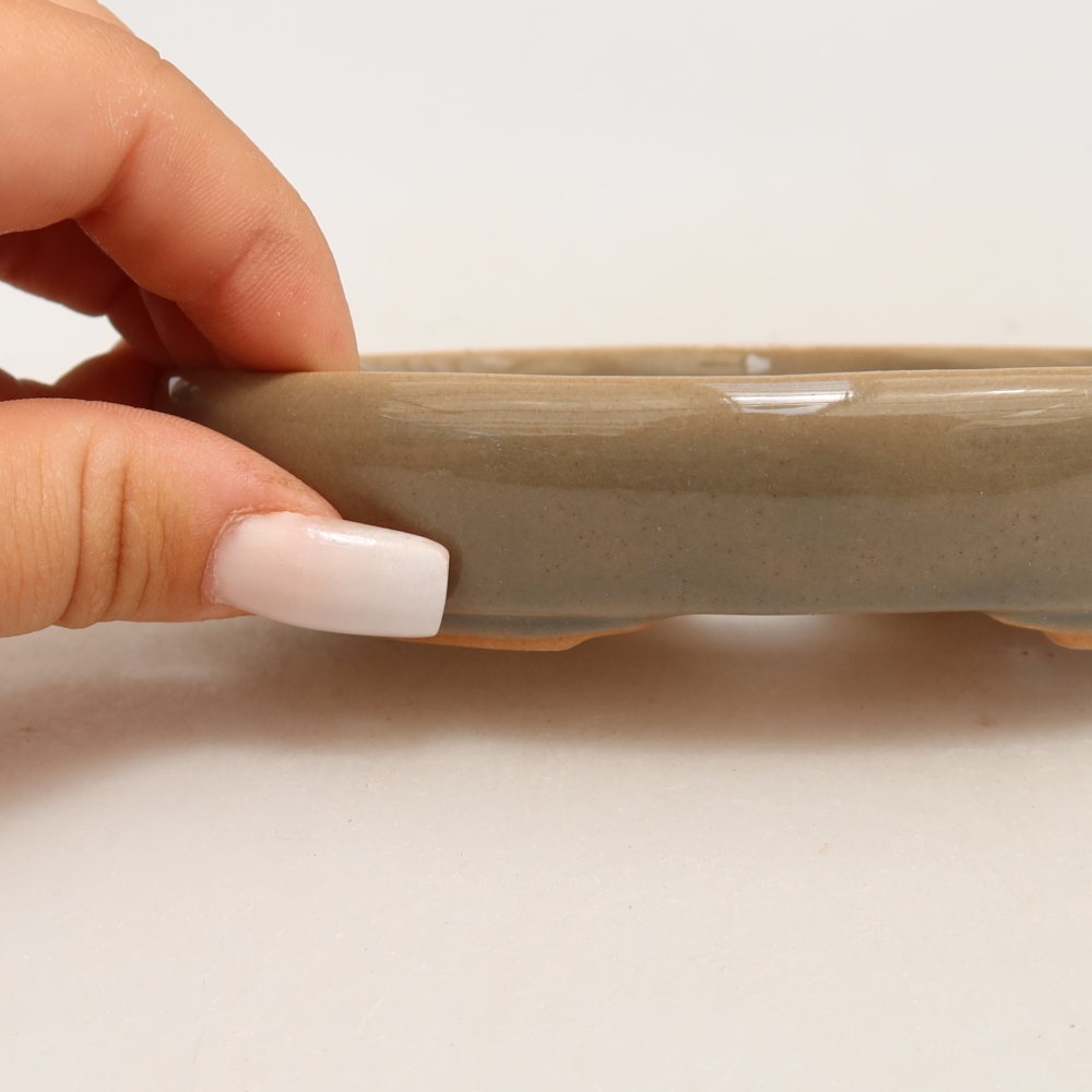 Keramik-Bonsai-Schale, 13 x 9,5 x 2,5 cm, Farbe: Grau