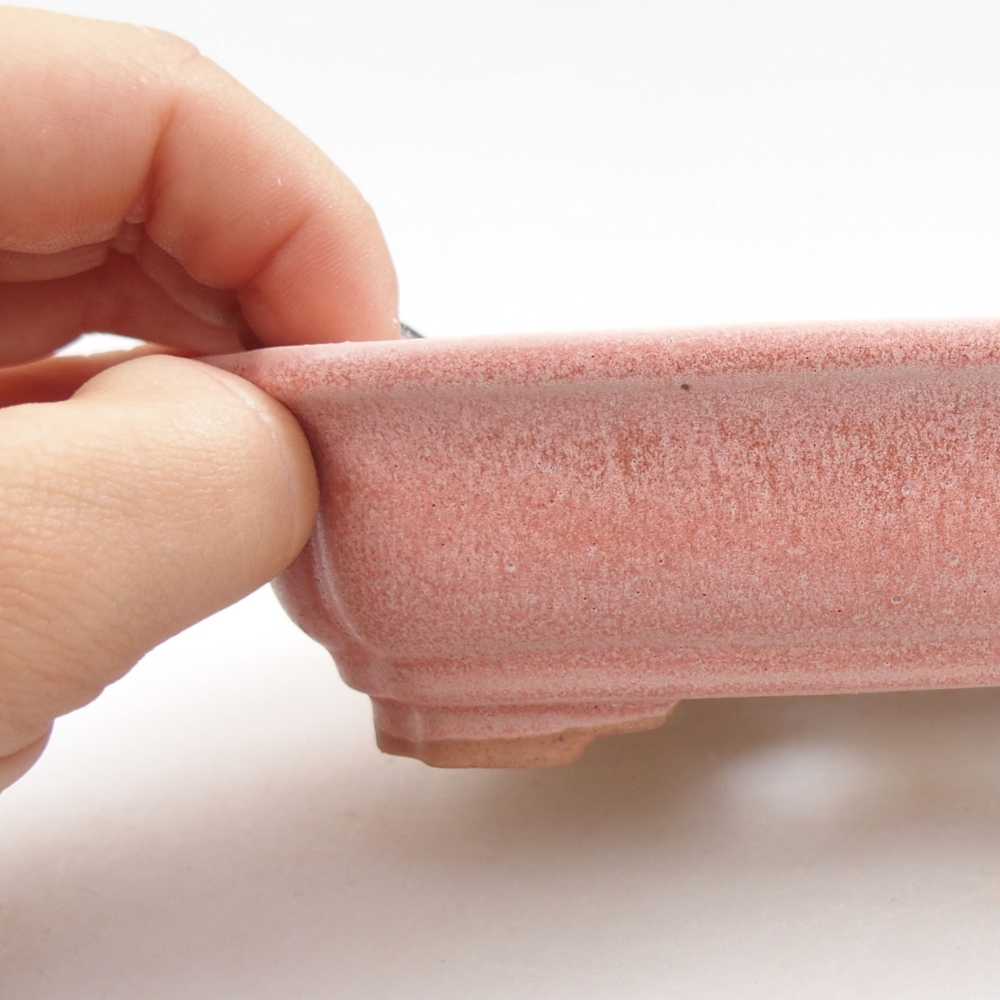 Keramik-Bonsaischale 14 x 10,5 x 4 cm, Farbe rosa