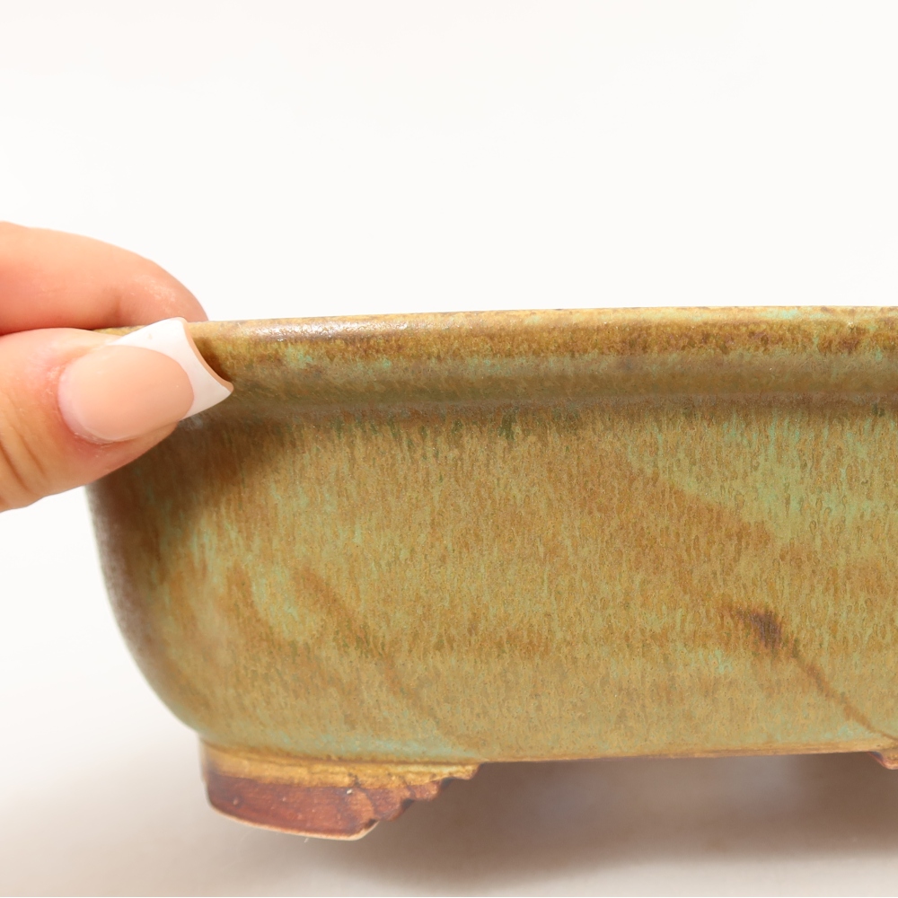 Keramik-Bonsai-Schale 20,5 x 16,5 x 7 cm, Farbe: grün