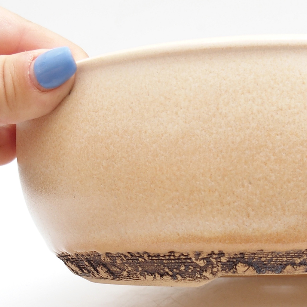 Keramik-Bonsai-Schale 21,5 x 21,5 x 7 cm, Farbe beige