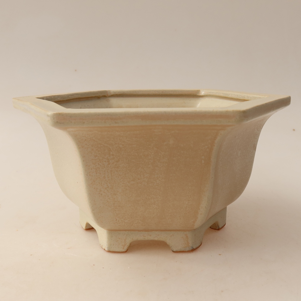 Keramik-Bonsai-Schale 18,5 x 16,5 x 9 cm, Farbe: Beige