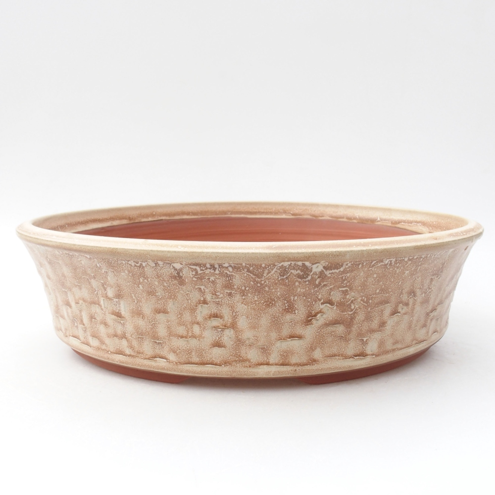 Keramik-Bonsaischale 27 x 27 x 7 cm, Farbe Beige
