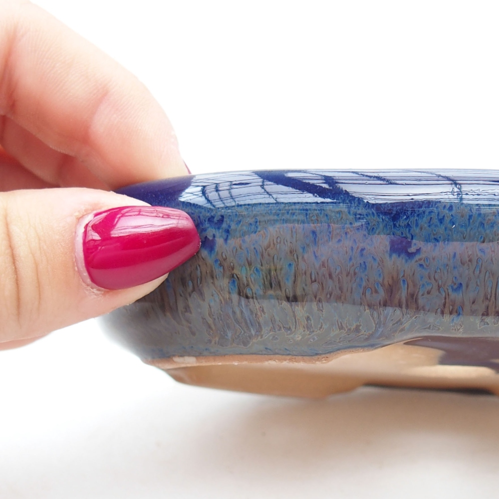 Keramik-Bonsaischale  13 x 10 x 2,5 cm, Farbe blau
