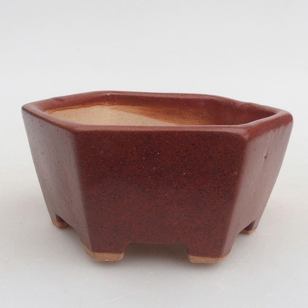 Keramik-Bonsaischale 9,5 x 9 x 4,5 cm, Farbe braun