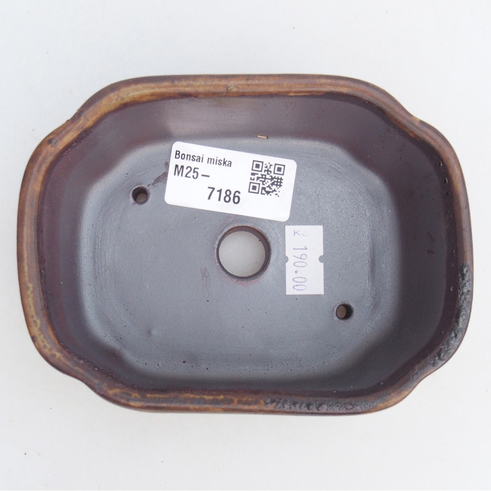 Bonsaischale aus Keramik 12,5 x 9,5 x 4,5 cm, braun