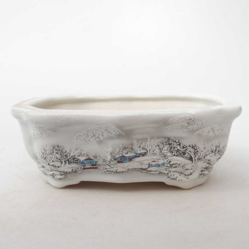 Keramik-Bonsaischale 15 x 11 x 5 cm, Farbe Weiß