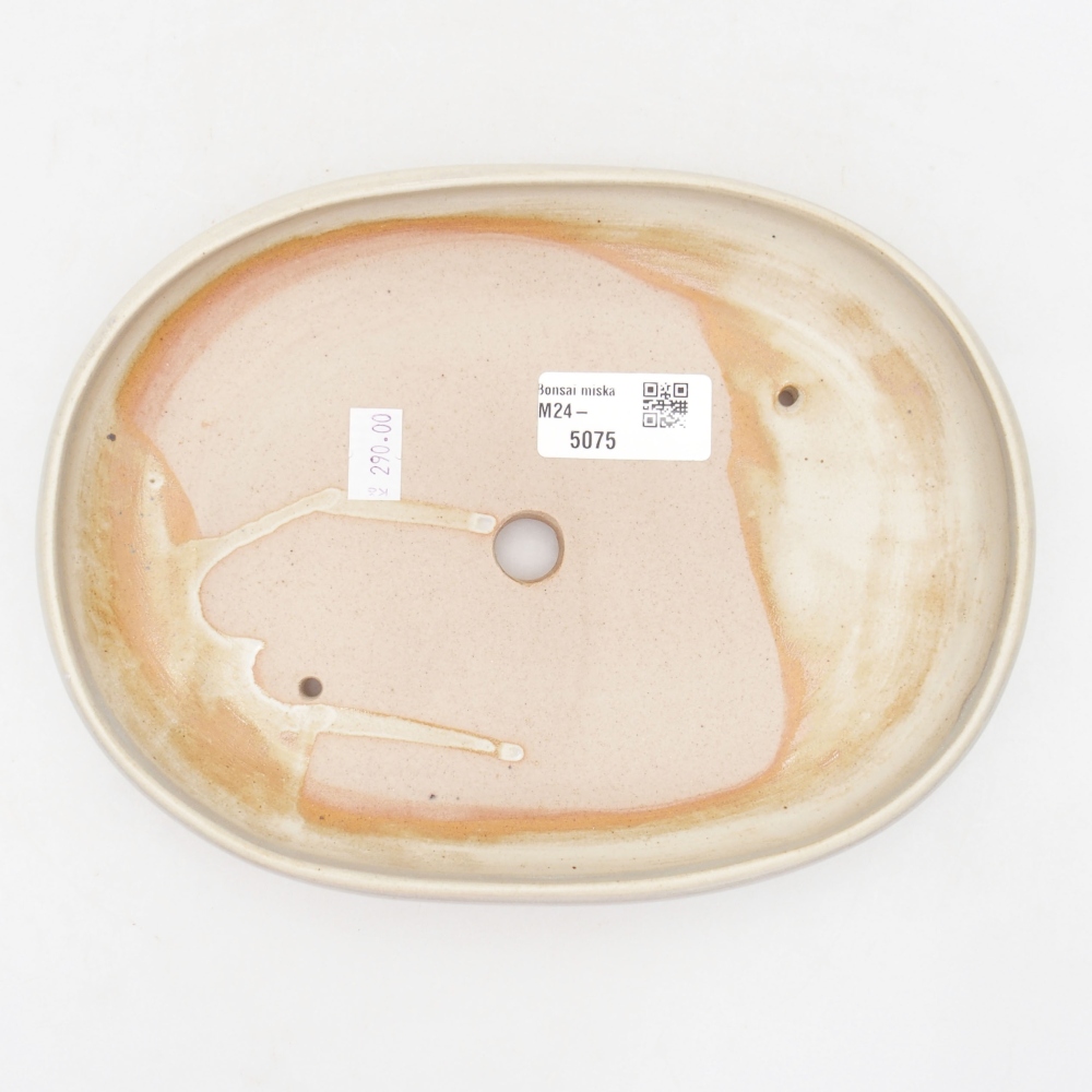 Keramik-Bonsaischale 22 x 16,5 x 3 cm, Farbe beige