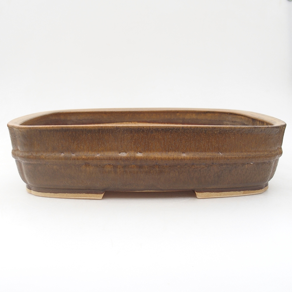 Keramik-Bonsaischale 29 x 23,5 x 7  cm, Farbe braun