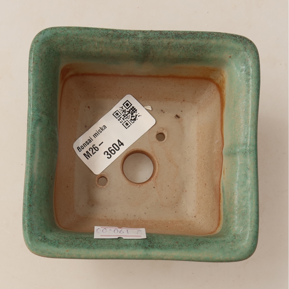 Keramik-Bonsai-Schale 9,5 x 9,5 x 5,5 cm, Farbe: grün