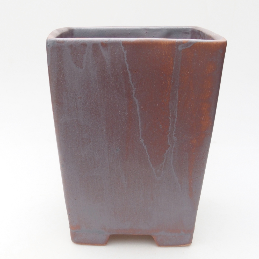 Bonsaischale aus Keramik 15 x 15 x 19,5 cm, metallfarben