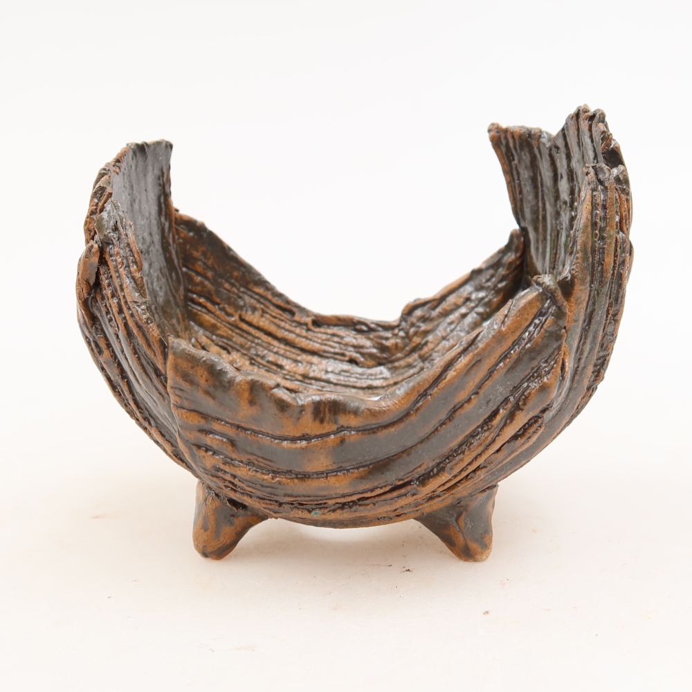 Keramikschale  10 x 8 x 9 cm, Farbe: braun-grün