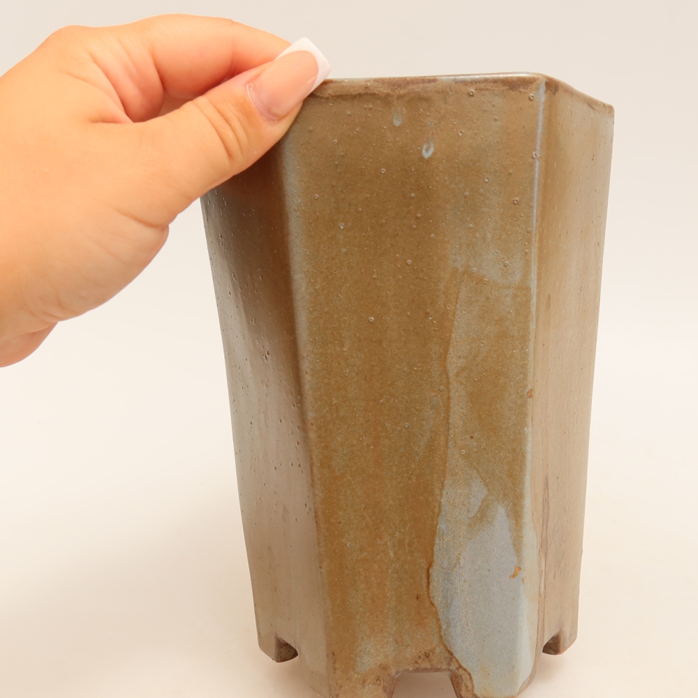 Keramik-Bonsai-Schale 13 x 12 x 17 cm, Farbe: braun-blau