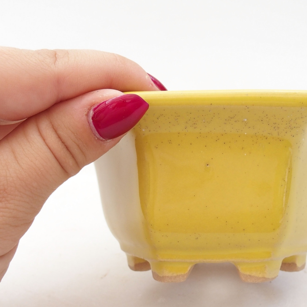 Keramik-Bonsaischale 10,5 x 9,5 x 5,5 cm, Farbe Gelb