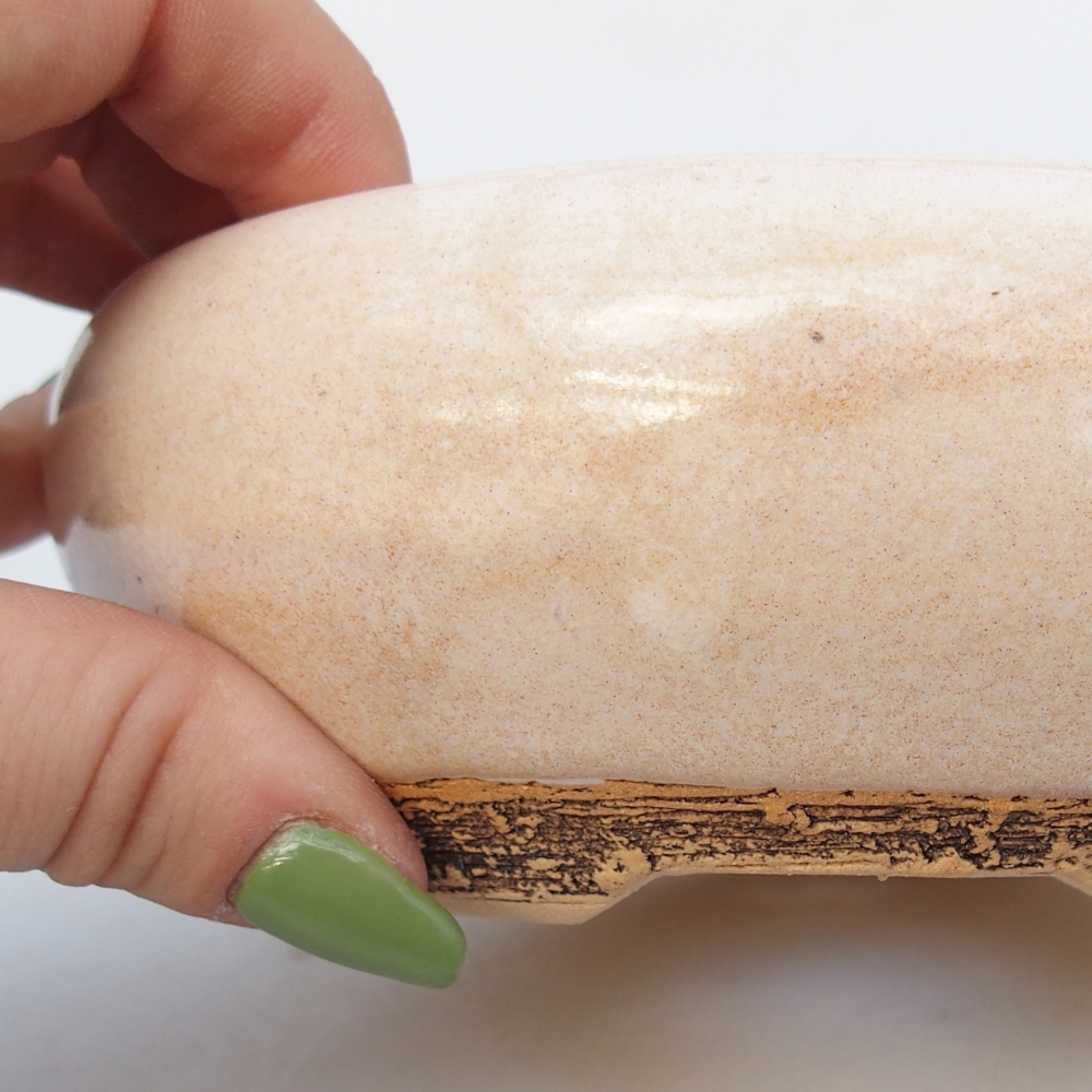 Bonsaischale aus Keramik 14,5 x 14,5 x 5,5 cm, Farbe beige
