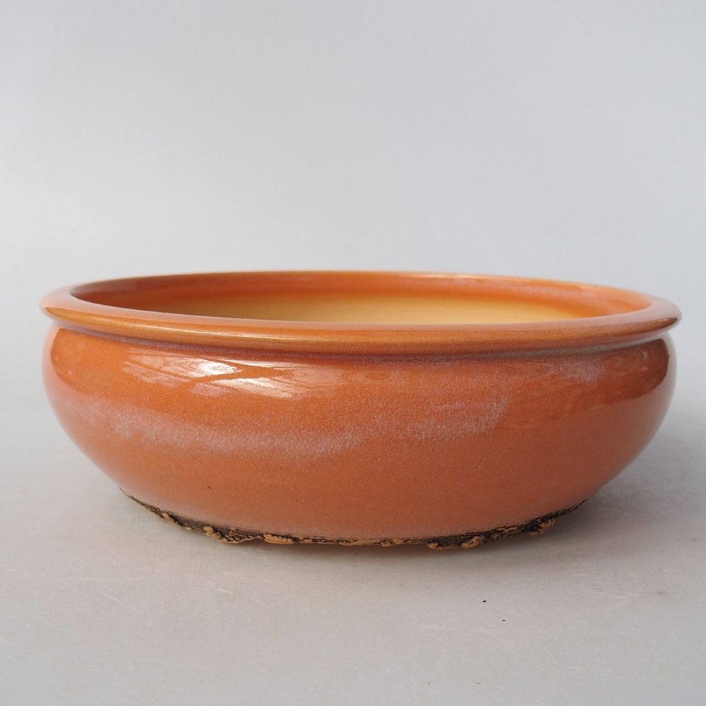 Keramik-Bonsaischale 19 x 19 x 6 cm, Farbe orange