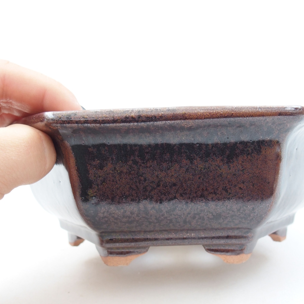 Keramik-Bonsaischale 17 x 15 x 6 cm, Farbe braun