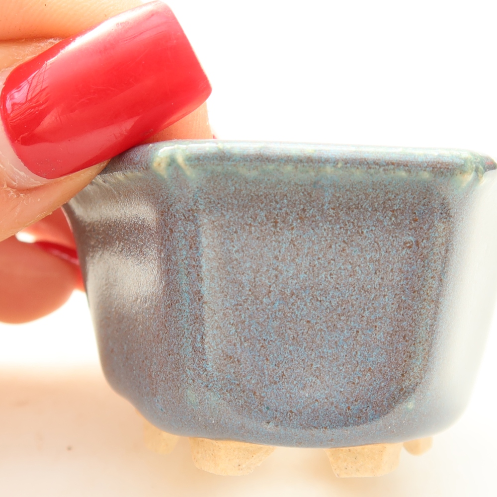 Keramik-Bonsai-Schale, 5,5 x 5 x 3 cm, Farbe: Grau