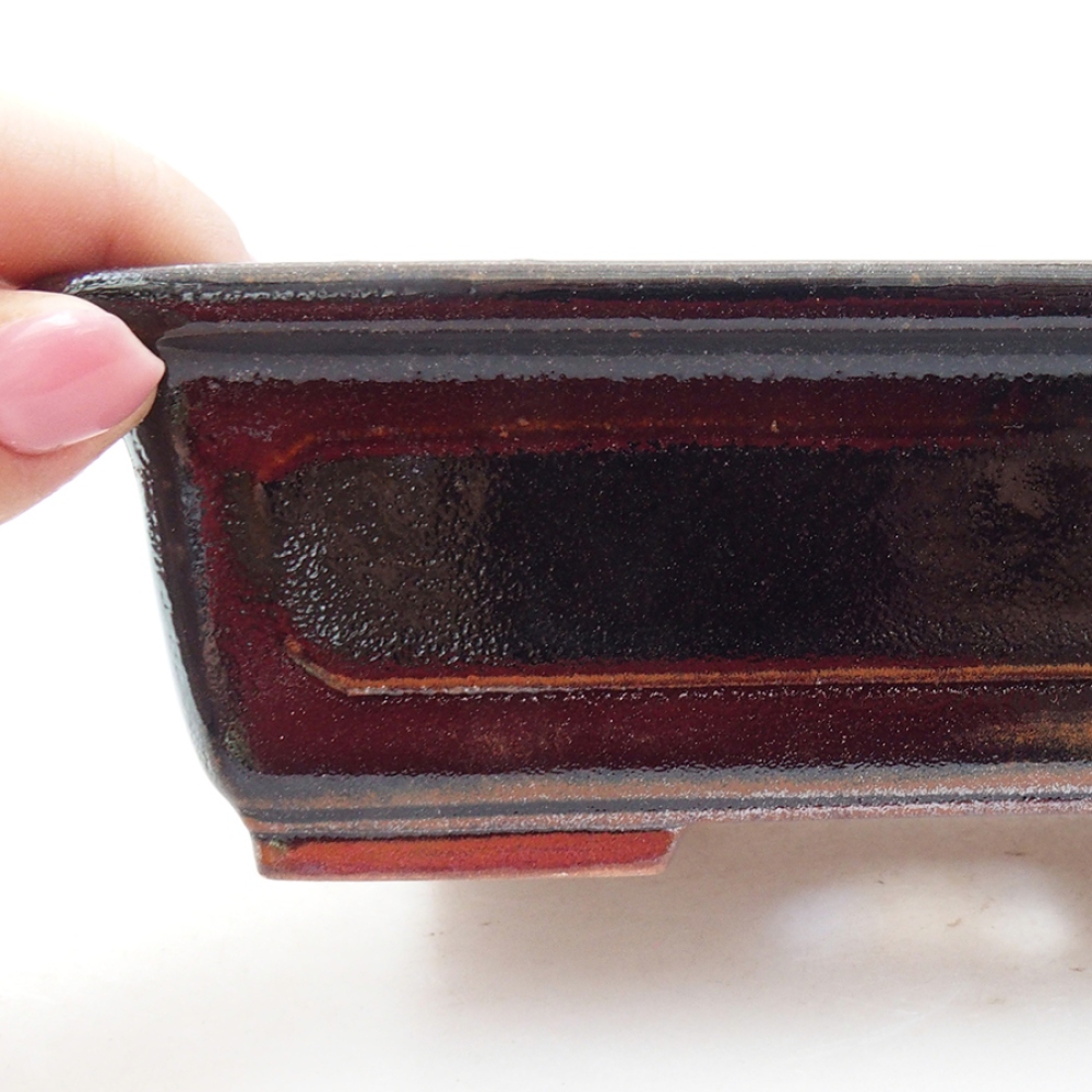 Keramik-Bonsaischale 15,5 x 12 x 5,5 cm, Farbe Schwarz