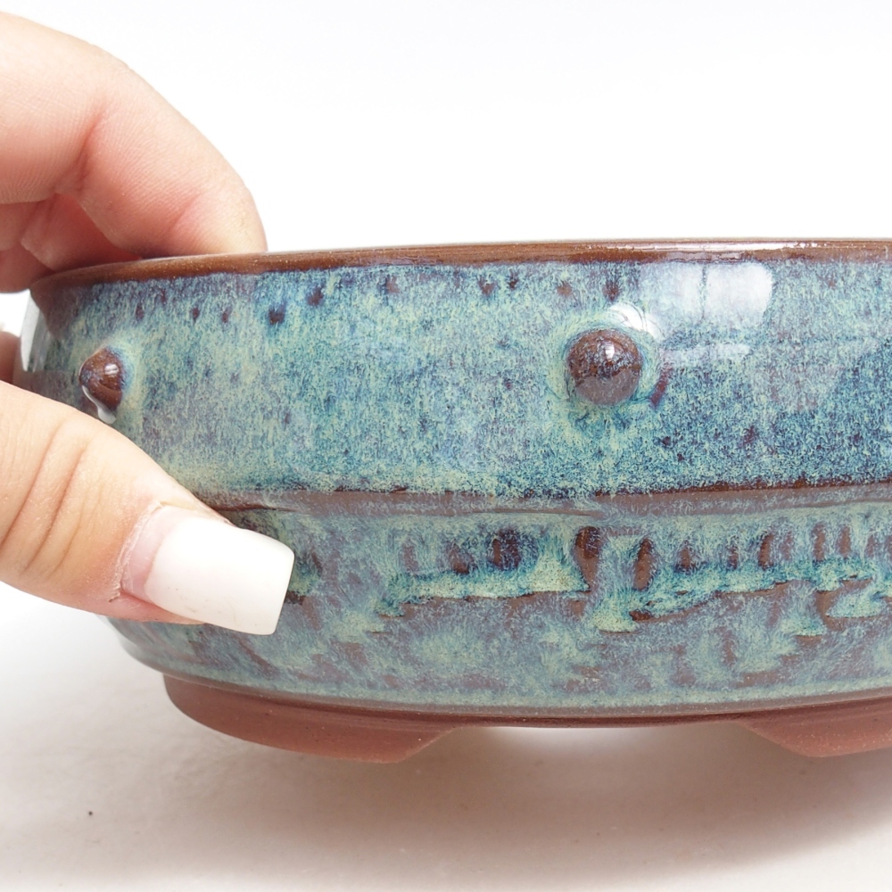 Bonsaischale aus Keramik 17 x 17 x 6 cm, Farbe blau