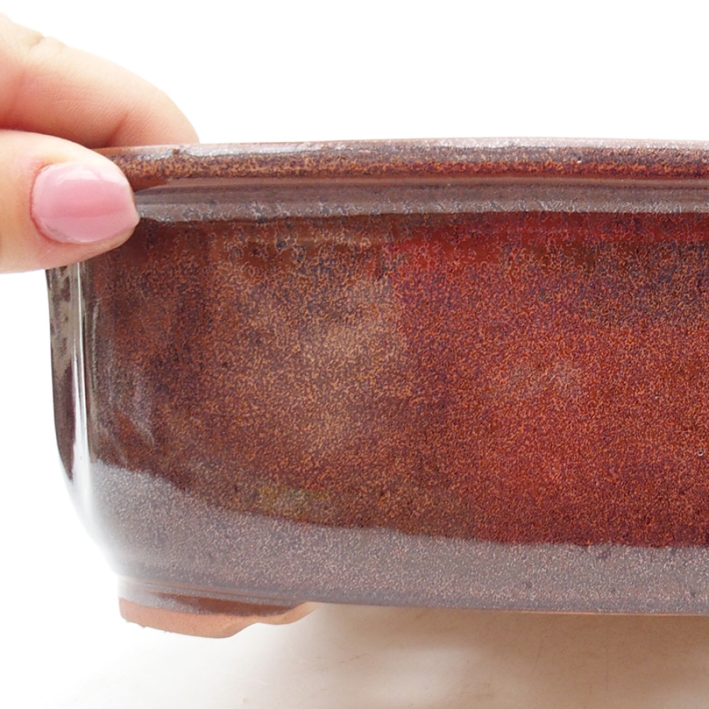 Keramik-Bonsaischale 24,5 x 21 x 7,5 cm, Farbe Braun