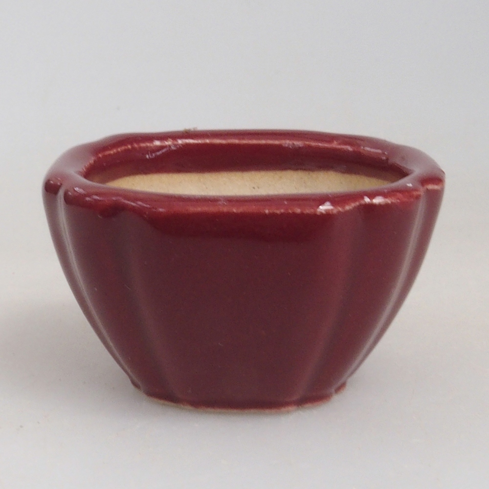 Mini-Bonsaischale 4,5 x 4,5 x 2,5 cm, Farbe Burgunder