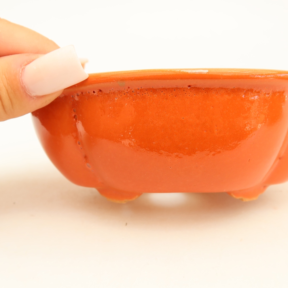 Keramik-Bonsai-Schale, 12,5 x 10,5 x 4,5 cm, Farbe: Orange