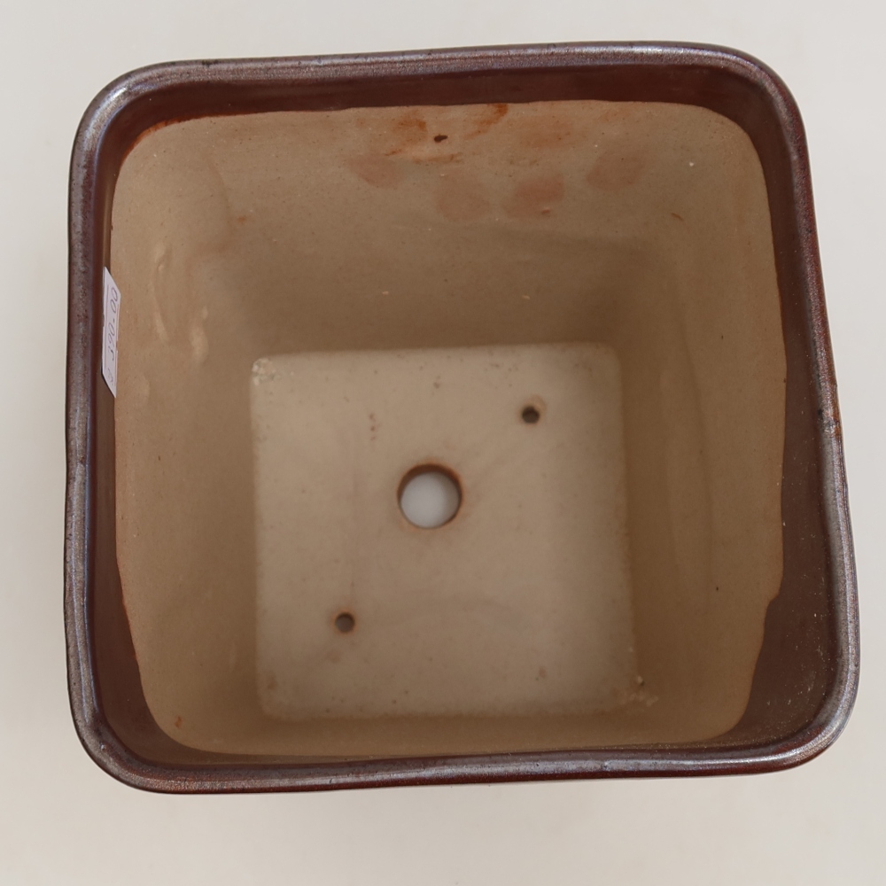 Bonsaischale aus Keramik 13,5 x 13,5 x 15 cm, metallfarben