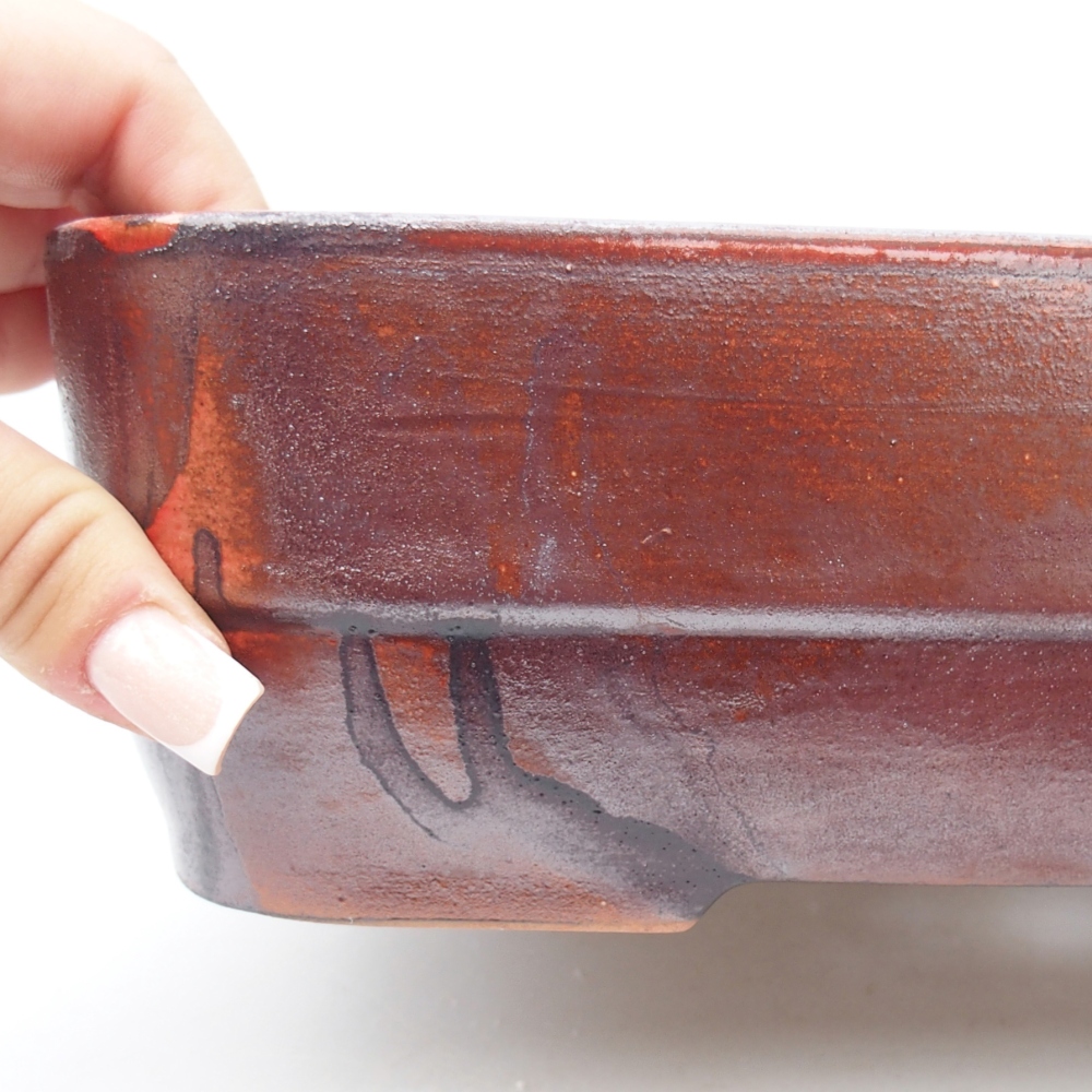 Bonsaischale aus Keramik 27,5 x 20,5 x 7,5 cm, Farbe rot
