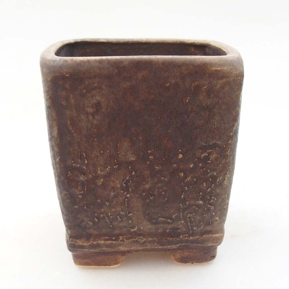Bonsaischale aus Keramik 6,5 x 6,5 x 7 cm,  Farbe braun