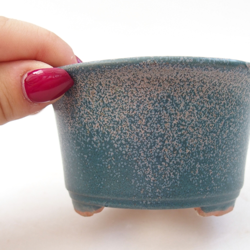 Keramik-Bonsaischale 9 x 9 x 5 cm, Farbe blau