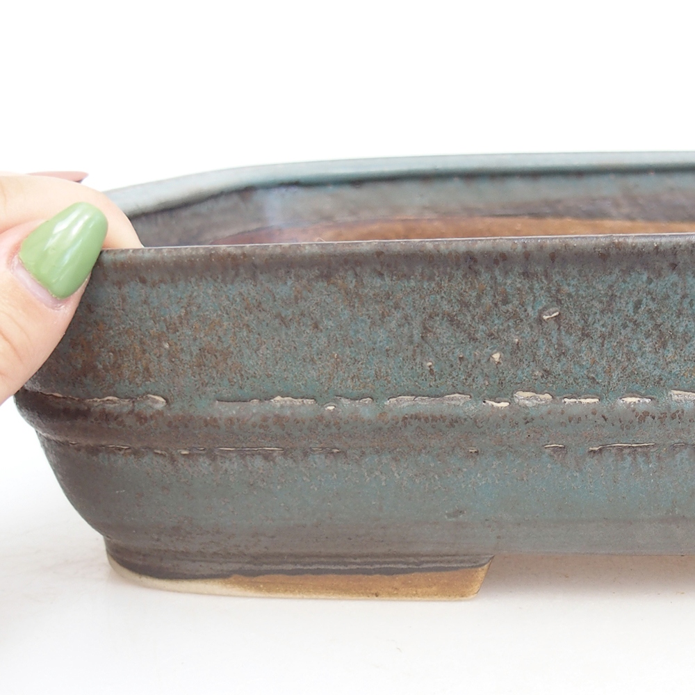 Bonsaischale aus Keramik 29,5 x 25 x 7 cm, Farbe blau