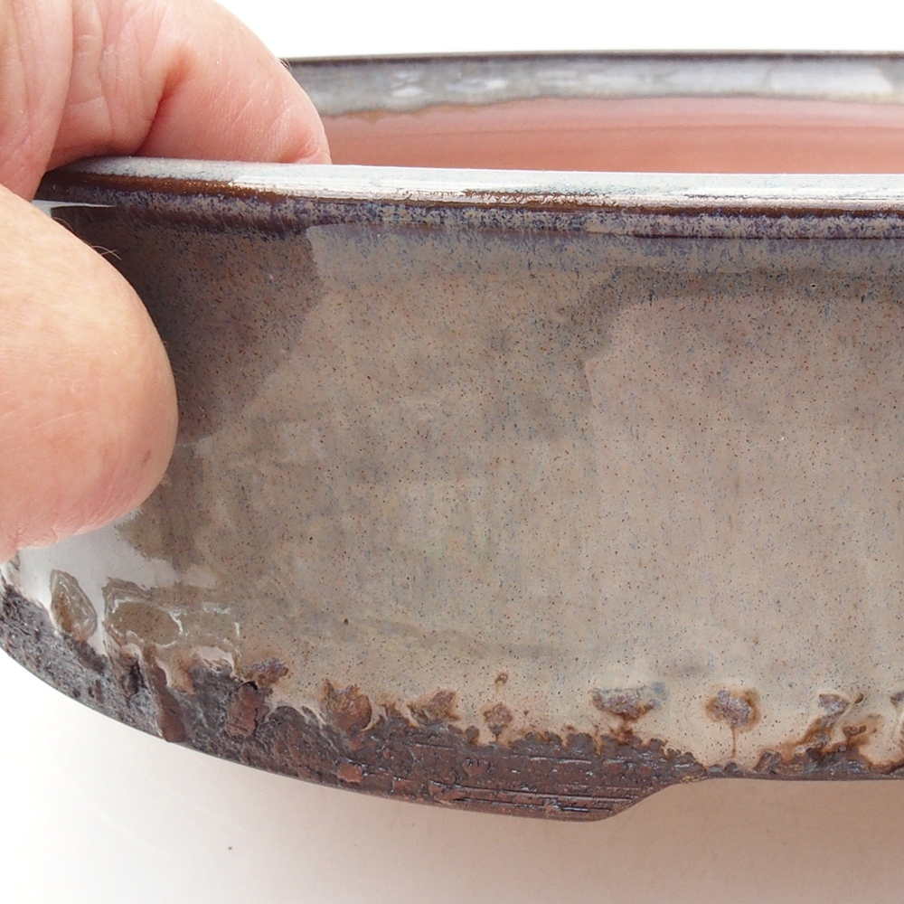 Keramik-Bonsaischale 25,5 x 25,5 x 6,5 cm, Farbe grau