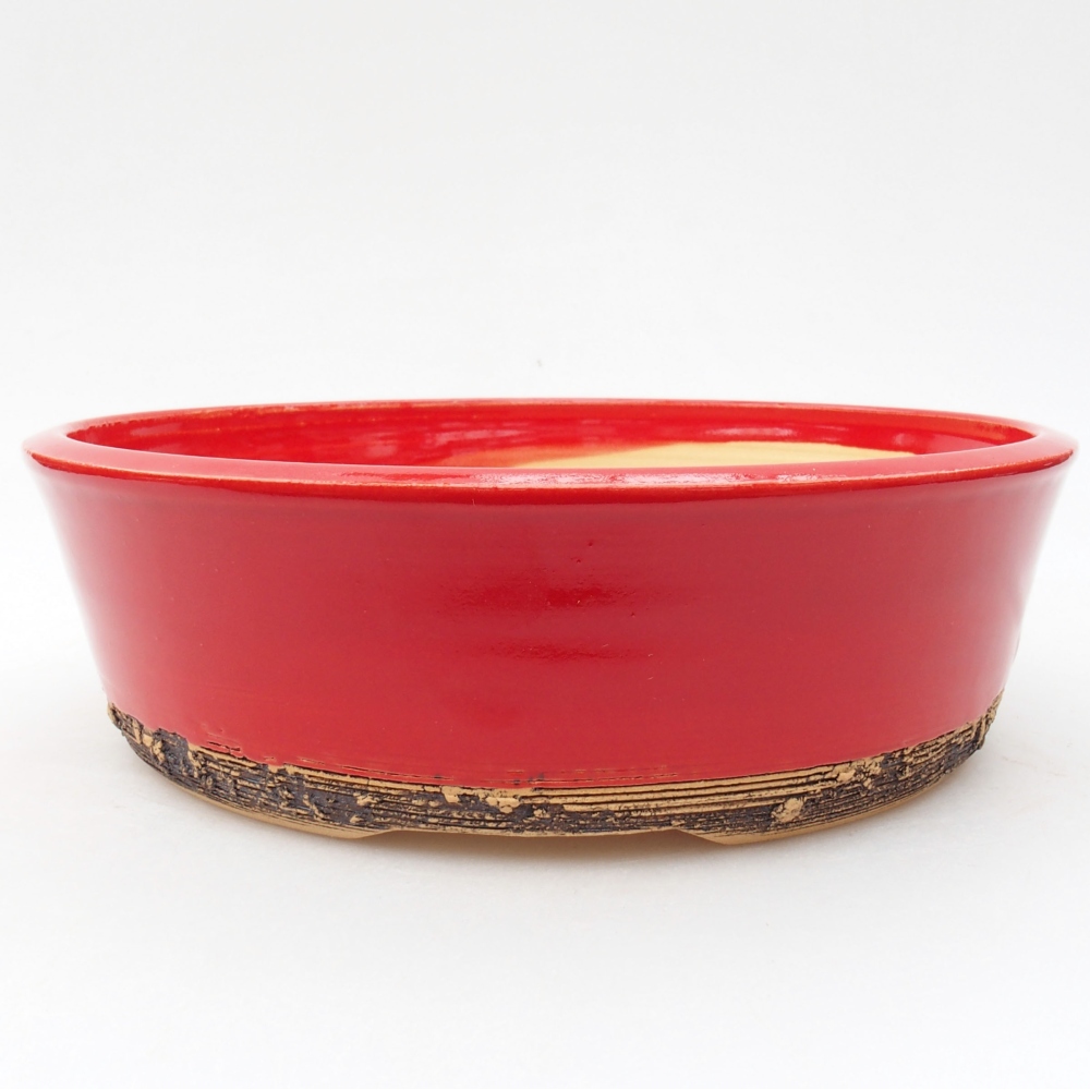 Keramik-Bonsaischale 19,5 x 19,5 x 6 cm, Farbe Rot