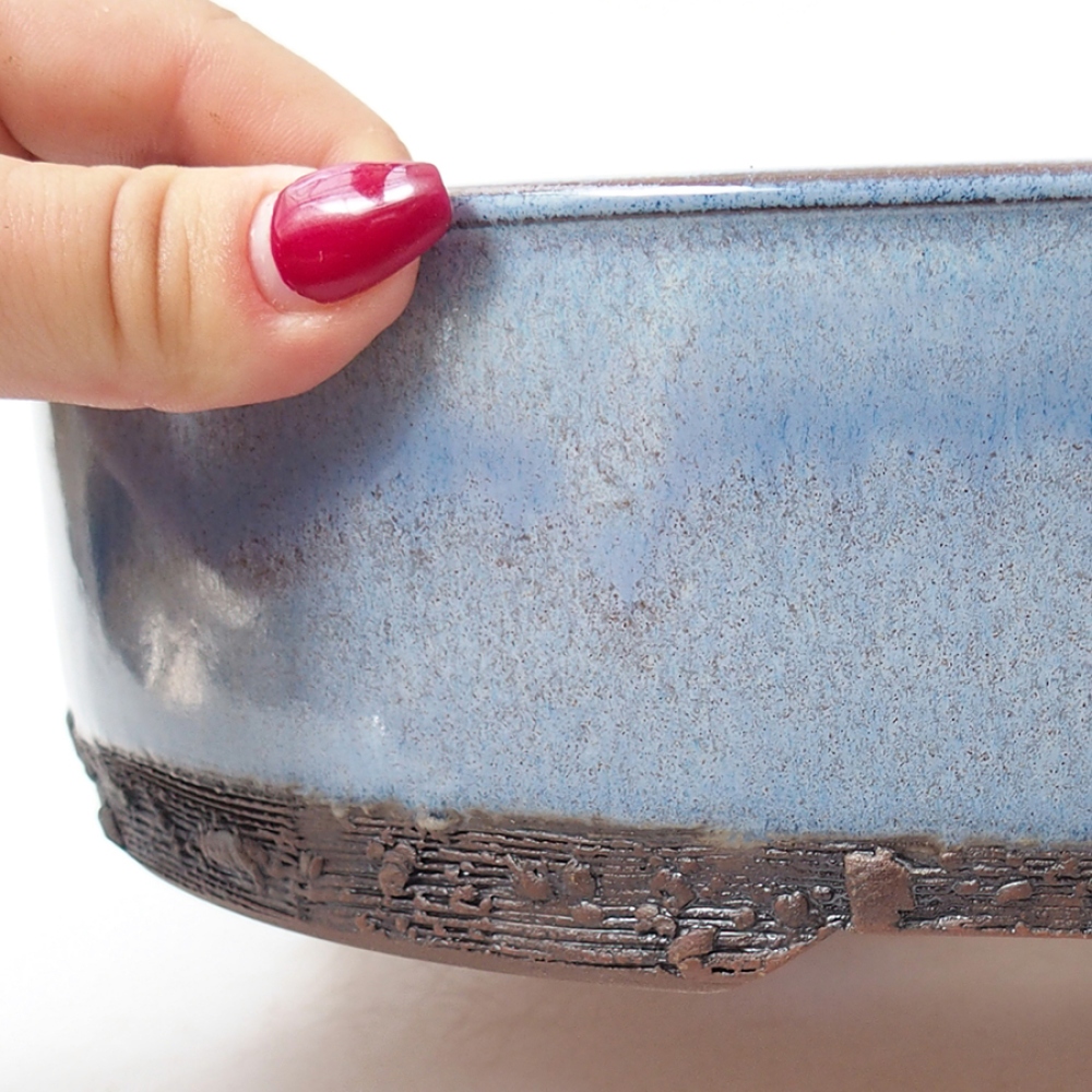 Keramik-Bonsaischale 25 x 25 x 7 cm, Farbe blau