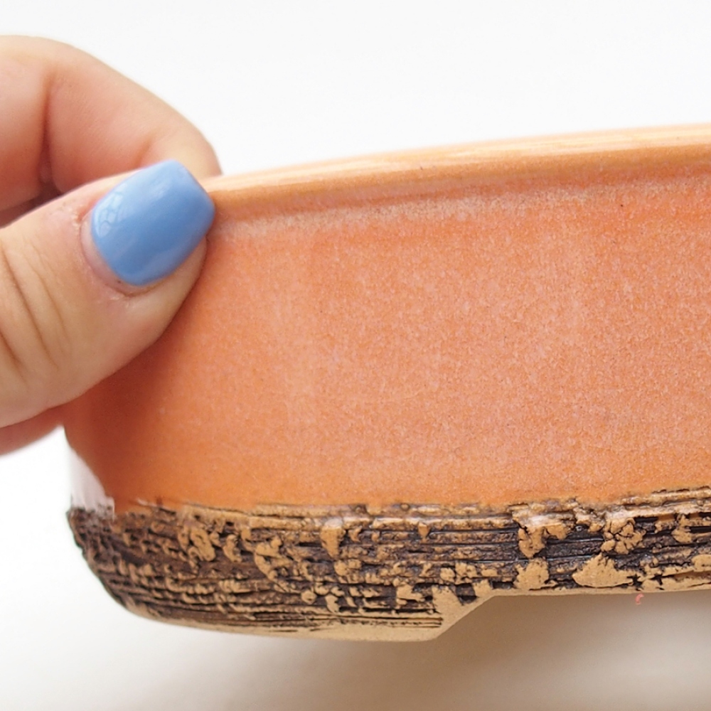 Keramik-Bonsaischale 17,5 x 17,5 x 5 cm, Farbe orange