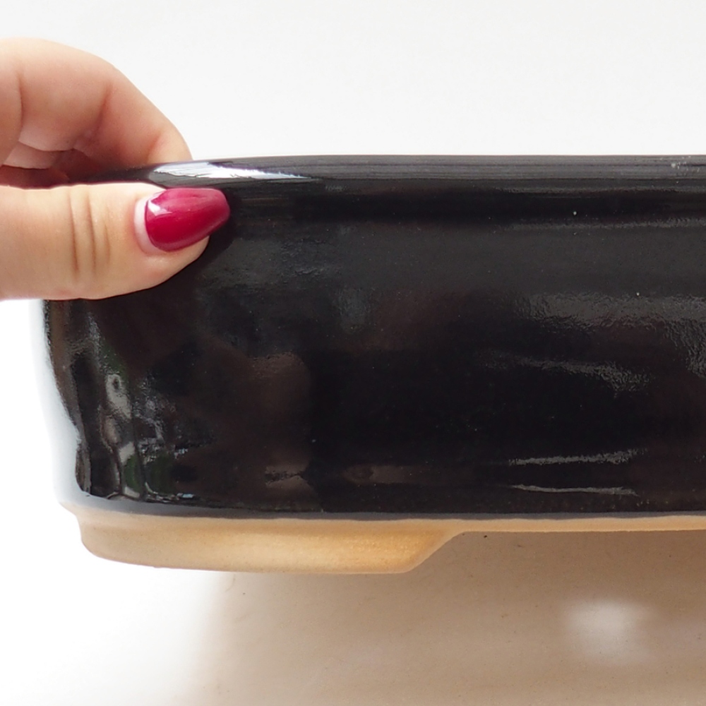 Keramik-Bonsaischale 31,5 x 26 x 8 cm, Farbe Schwarz