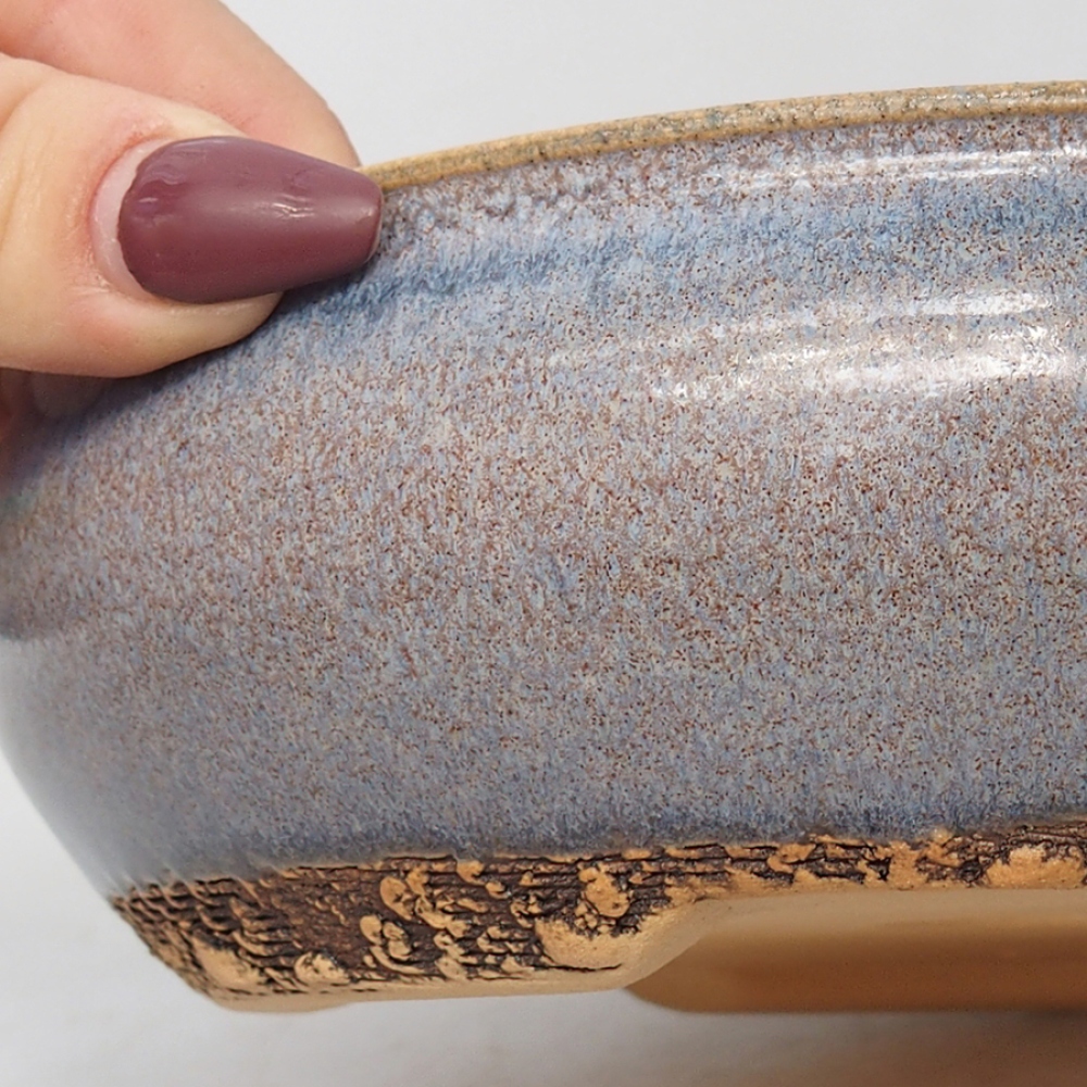 Keramik-Bonsaischale 18 x 18 x 5 cm, Farbe blau