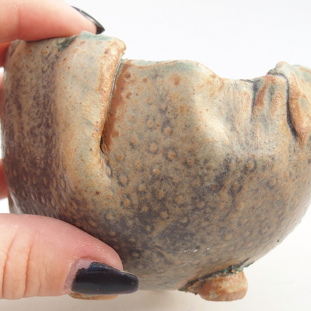 Keramikschale 9,5 x 8,5 x 7,5 cm , Farbe braun-grün